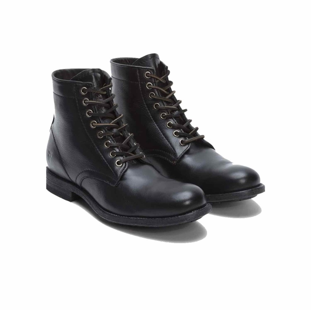 Frye Tyler Lace Up Boots Men's Size 6.5 Black Leather Western Combat Round Toe